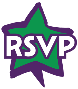 Stakeholder-RSVP-web A green star with the letters RSVP on it
